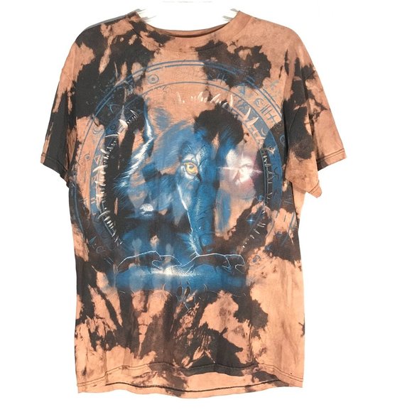 handmade Other - Wolf Totem Medium Acid Wash T Shirt Tee Coyote